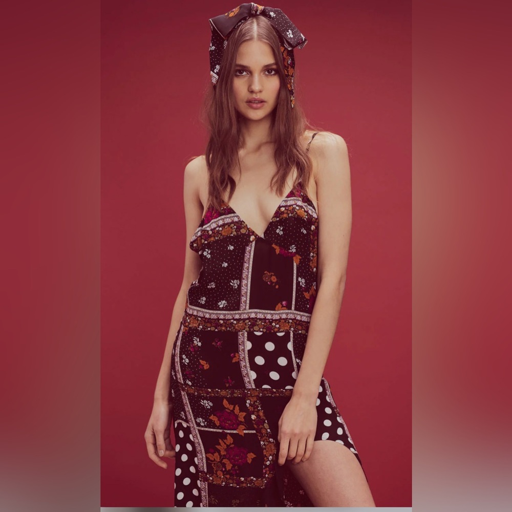 For Love and Lemons Romy Tank Maxi High Low Dress in Patchwork